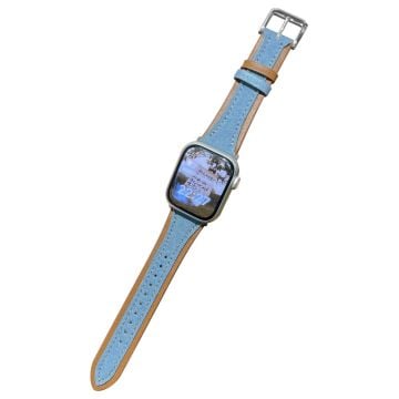 Apple Watch 41mm / 40mm / 38mm klockarmband Denim handledsrem - Tyg / Ljus Denim Blå / Ljusbrun