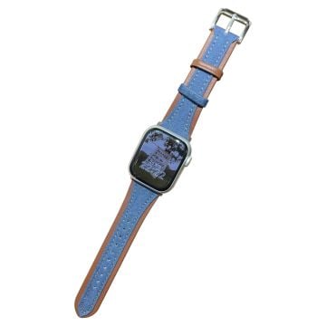 Apple Watch 41mm / 40mm / 38mm klockarmband Denim handledsrem - Tyg / Mörk Denimblå / Rödaktigt Brun