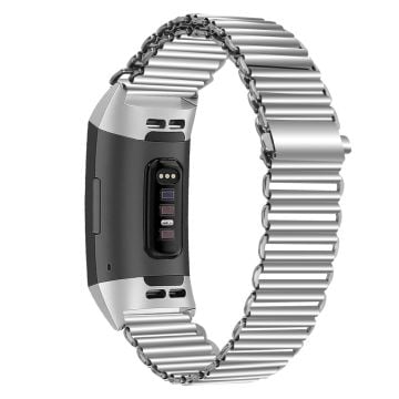 Fitbit Charge 3 / 4 / 3 SE Fashionabelt smart klockarmband i rostfritt stål med ögla - Silver