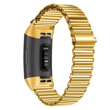 Klockarmband i rostfritt stål Fitbit Charge 3 / 4 / 3 SE Galvaniserat färgarmband - Guld