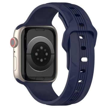 Apple Watch 49mm / 45mm / 44mm / 42mm Texture Silikon Klockarmband - Midnattsblå