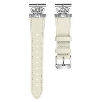 Garmin Vivomove HR / Vivomove Klockarmband Rhinestone Crown Design Cowhide Armband - Aprikos