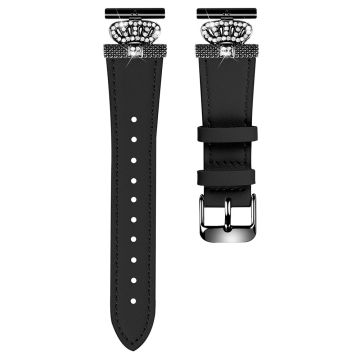 Huami Amazfit Youth Edition 20mm Cowhide Band Crown Design Strap - Svart