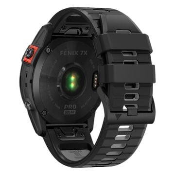 Garmin Fenix 7X Pro / Fenix 7X Dual-Colors Sport Strap Silikon Andningsarmband - Svart + Grå