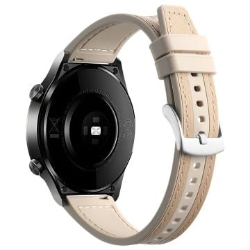 Samsung Galaxy Watch6 Classic 47mm 43mm / GarminActive 5 20mm Klockarmband Cowhide läder silikonarmband - Aprikos