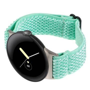 Google Pixel Watch 2 / Pixel Watch Nylonflätat klockarmband Wave handledsrem - Mintgrön