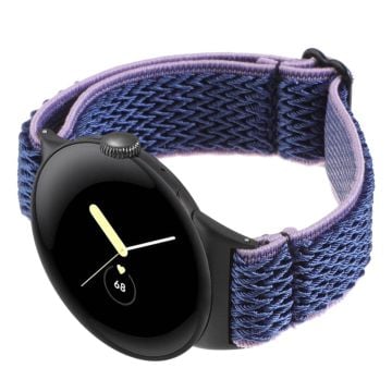 Google Pixel Watch 2 / Pixel Watch Nylonflätat klockarmband Wave handledsrem - Midnattsblå