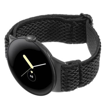 Google Pixel Watch 2 / Pixel Watch Nylonflätat klockarmband Wave handledsrem - Svart