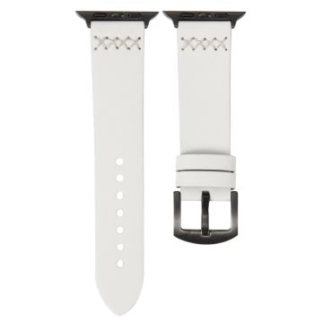 Apple Watch Series 41mm / 40mm / 38mm läderarmband med korsstygn - Vit