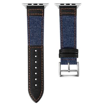 Apple Watch Serie 41mm / 40mm / 38mm Denim-armband - Marinblå + Svart