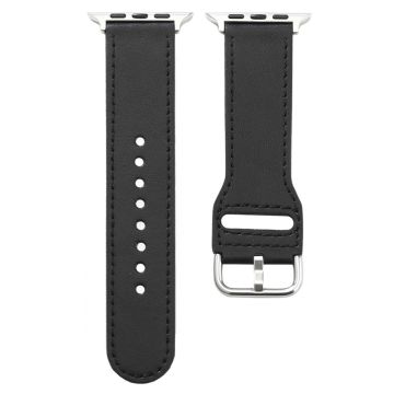 Apple Watch Series 41mm / 40mm / 38mm läderarmband klockarmband - Svart