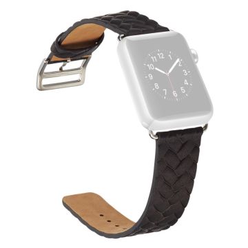 Apple Watch Series 41mm / 40mm / 38mm läderarmband med vävd textur - Svart