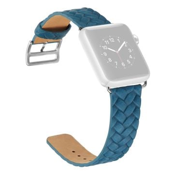 Apple Watch Series 41mm / 40mm / 38mm läderarmband med vävd textur - Blå