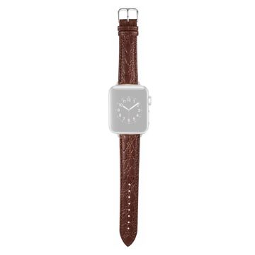 Apple Watch Series 41mm / 40mm / 38mm läderarmband med krokodilmönster - Mörkbrun