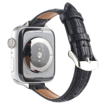 Läderarmband med krokodilstruktur Apple Watch Series 41mm / 40mm / 38mm armband - Svart