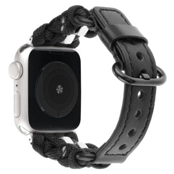 Apple Watch Serie 41mm / 40mm / 38mm Nötter Dekor Flätat Band Klockarmband - Svart