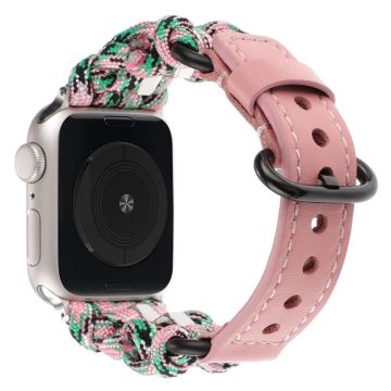 Apple Watch Serie 41mm / 40mm / 38mm Nötter Dekor Flätat Band Klockarmband - Rosa Camo