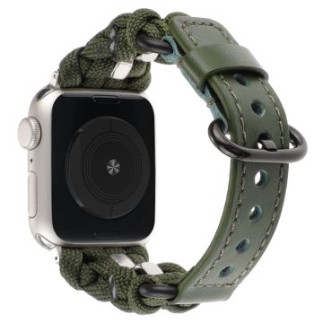 Apple Watch Serie 41mm / 40mm / 38mm Nötter Dekor Flätat Band Klockarmband - Militärgrön