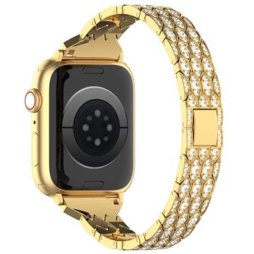 Apple Watch Serie 41mm / 40mm / 38mm Klockarmband Metallarmband Rhinstone - Guld