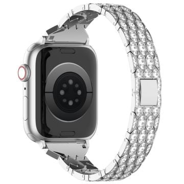 Apple Watch Serie 41mm / 40mm / 38mm Klockarmband Metallarmband Rhinstone - Silver