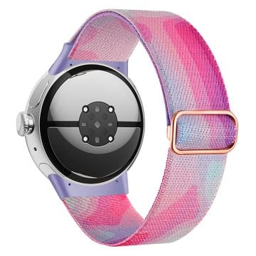 Google Pixel Watch / Watch 2 Mönsterarmband Justerbart klockarmband i nylon - Lila Blå