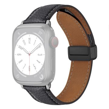 Apple Watch Series 41mm / 40mm / 38mm Litchi Texture läderarmband - Grå