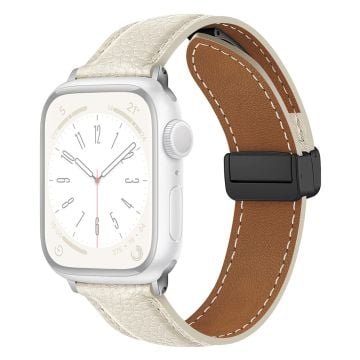 Apple Watch Series 41mm / 40mm / 38mm Litchi Texture läderarmband - Vit