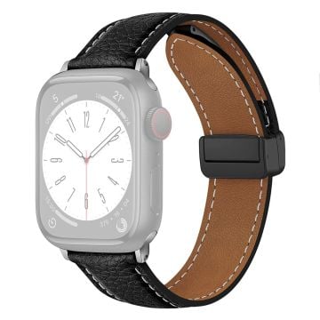 Apple Watch Series 41mm / 40mm / 38mm Litchi Texture läderarmband - Svart