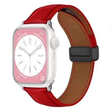 Apple Watch Series 41mm / 40mm / 38mm Litchi Texture läderarmband - Röd