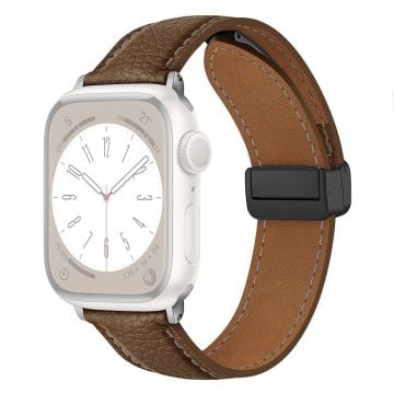 Apple Watch Series 41mm / 40mm / 38mm Litchi Texture läderarmband - Gråbrun