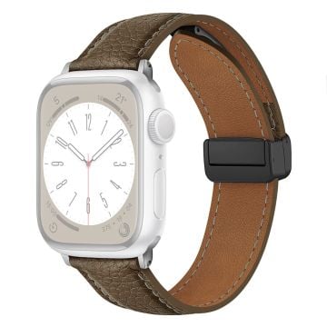 Apple Watch Series 41mm / 40mm / 38mm Litchi Texture läderarmband - Lergrå