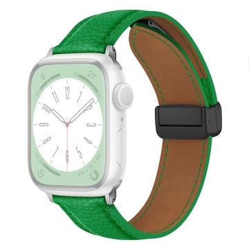 Apple Watch 49mm / 45mm / 44mm / 42mm Litchi Texture läderarmband - Grön