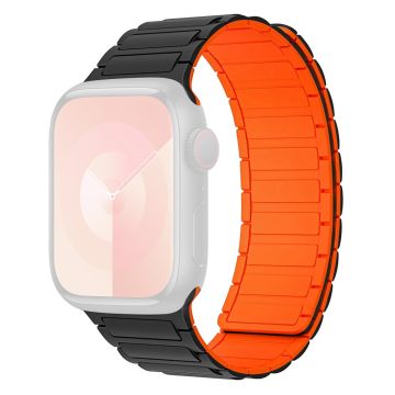 Apple Watch Series 41mm / 40mm / 38mm Klockarmband Silikon Magnetiskt Armband - Svart + Orange