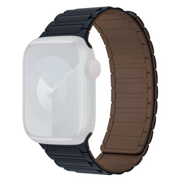 Apple Watch Series 41mm / 40mm / 38mm Klockarmband Silikon Magnetiskt Armband - Midnattsblå + Choklad