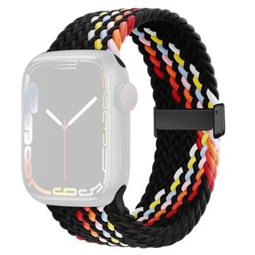 Apple Watch Series 41mm / 40mm / 38mm Nylon Rem Rembyte - Svart Regnbåge