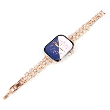 Apple Watch Serie 41 mm / 40 mm / 38 mm klockarmband med dekor av strass - Roséguld