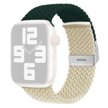 Apple Watch Series 41mm / 40mm / 38mm Nylon klockarmband - Grön + Beige