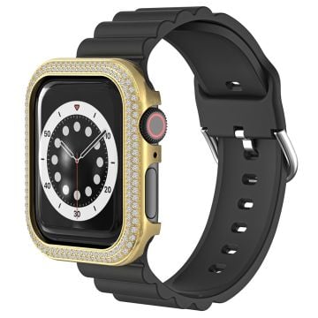 Apple Watch Series 4 / 5 / 6 / SE / SE (2022) / SE (2023) 44 mm klockfodral i zinklegering med strassdekor - Guld