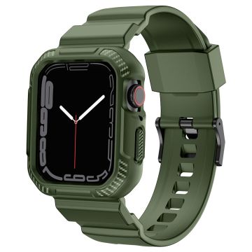 Apple Watch Series 41mm - 40mm - 38mm Universellt klockarmband Reptåligt armband med fodral - Militärgrön