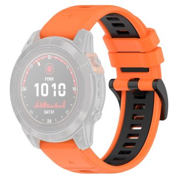 Garmin Fenix 7X / 7X Pro / 6X QuickFit 26mm silikonarmband med dubbla färger - Orange + Svart