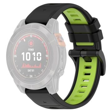 Garmin Fenix 7X / 7X Pro / 6X QuickFit 26mm silikonarmband med dubbla färger - Svart + Grön