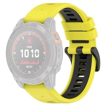 Garmin Fenix 7X / 7X Pro / 6X QuickFit 26mm silikonarmband med dubbla färger - Gul + Svart