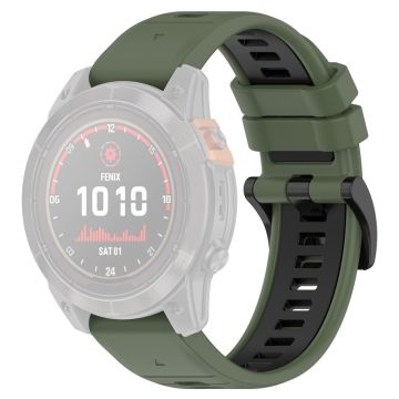 Garmin Fenix 7S / 7S Pro / 6S QuickFit 20mm silikonarmband för klocka med dubbla färger - Olivgrön + Svart