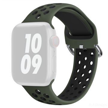 KALEBOL Apple Watch Series 41mm - 40mm - 38mm Universal mjukt silikonarmband - Svart + Militärgrön