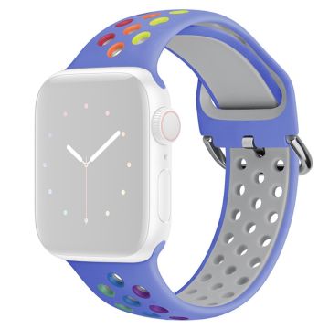 KALEBOL Apple Watch Series 41mm - 40mm - 38mm Universal mjukt silikonarmband - Blå + Regnbåge