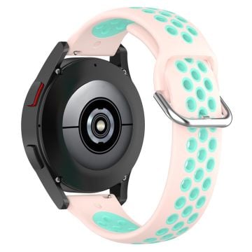 KALEBOL KLB-SSGJ-001 Samsung Galaxy Watch6 Classic 47mm 43mm Silicone Watch Band 20mm Dual Color - Ljusrosa + Teal Grön