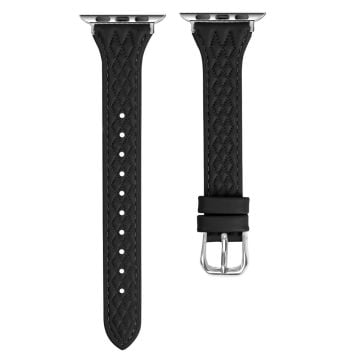 Apple Watch Series 41mm - 40mm - 38mm Universal Watch Band Top-Layer Cow Leather Armband - Svart