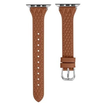 Apple Watch Series 41mm - 40mm - 38mm Universal Watch Band Top-Layer Cow Leather Armband - Brun