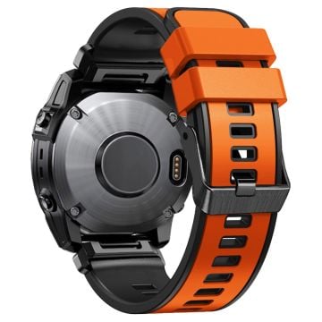 KALEBOL KLB-SSGJ-001 Garmin Fenix 7X / 7X Pro Silikon Klockarmband 26mm Armband Tvåfärgad - Orange + Svart