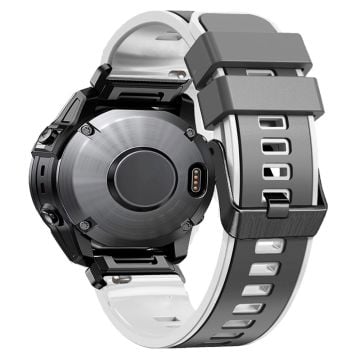 KALEBOL KLB-SSGJ-001 Garmin Fenix 7X / 7X Pro Silikon Klockarmband 26mm Armband Tvåfärgad - Grå + Vit